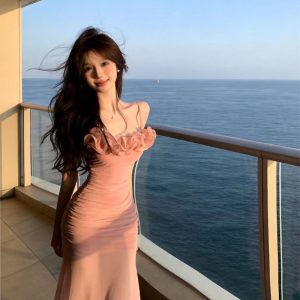 Pure Desire Style Floral Mesh Spliced Sling Dress