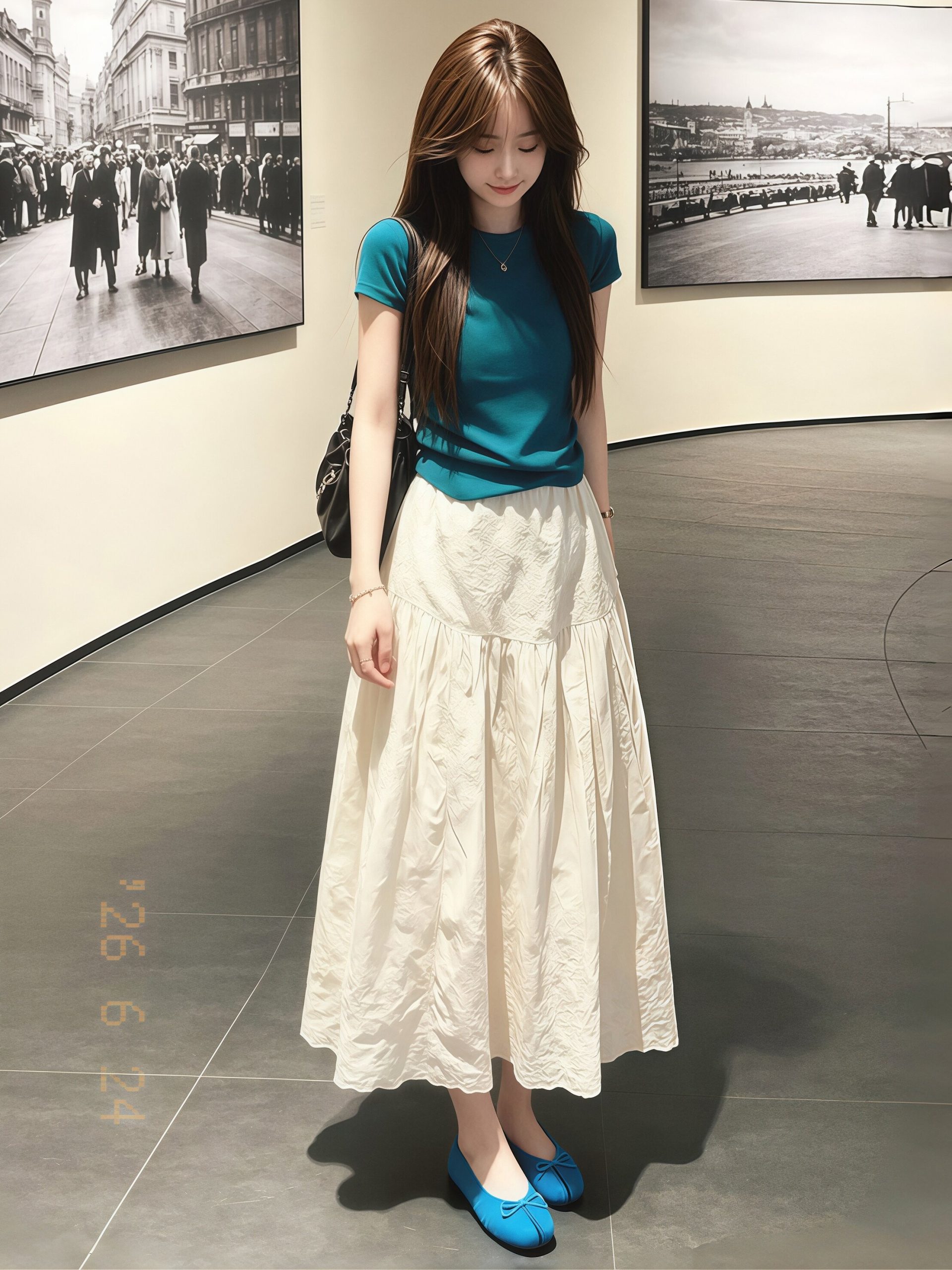 Peacock Blue High Quality Two Piece Set Women Summer 2026 Cotton Short Sleeve Top and Skirt