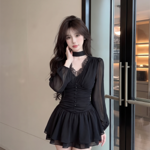 French Sweet V-Neck Shirt and Skirt Two-Piece Set for Women