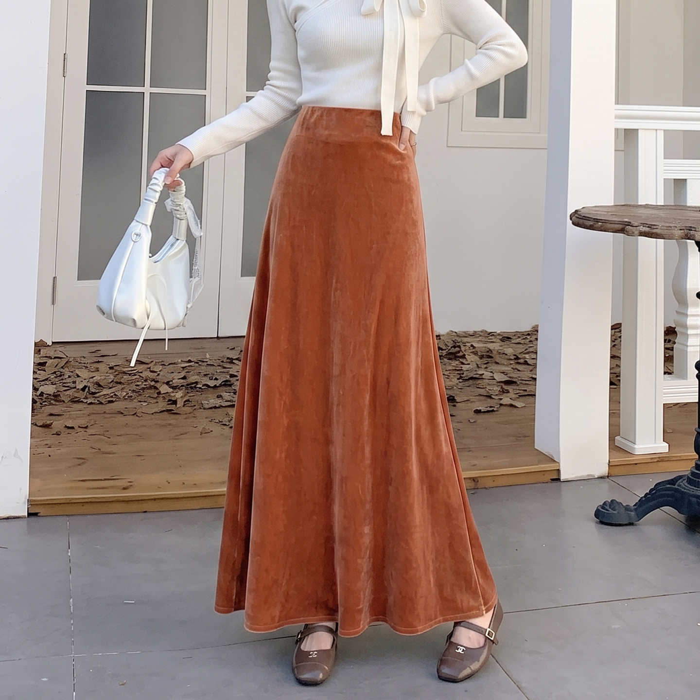 Velvet Mermaid Skirt Autumn Women 2026 New Chinese Style High Waist Slimming A-Line Pencil Skirt - Image 2