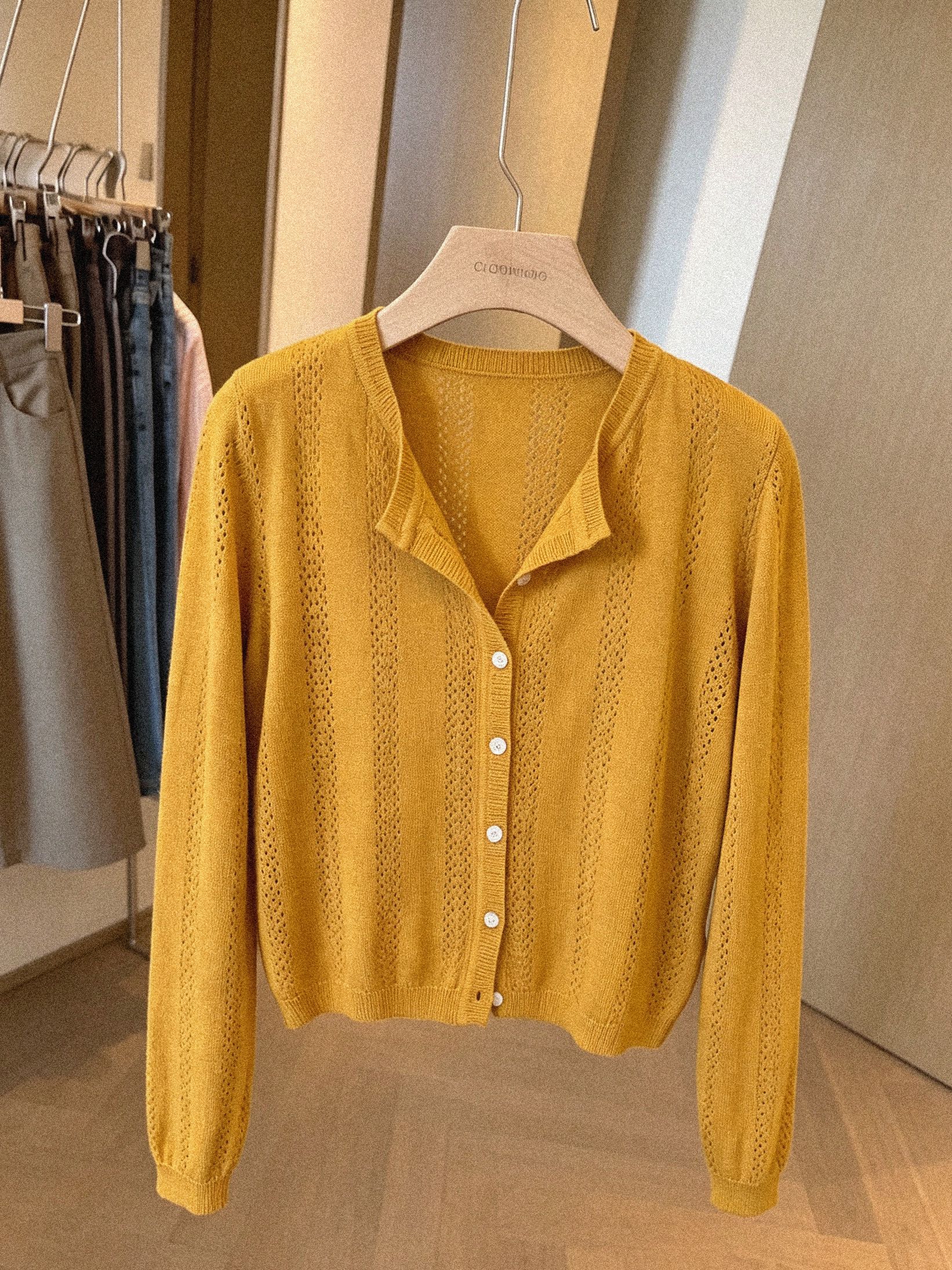 Women's Open Knit Cardigan Short Cropped Lightweight Fall Top - Image 2