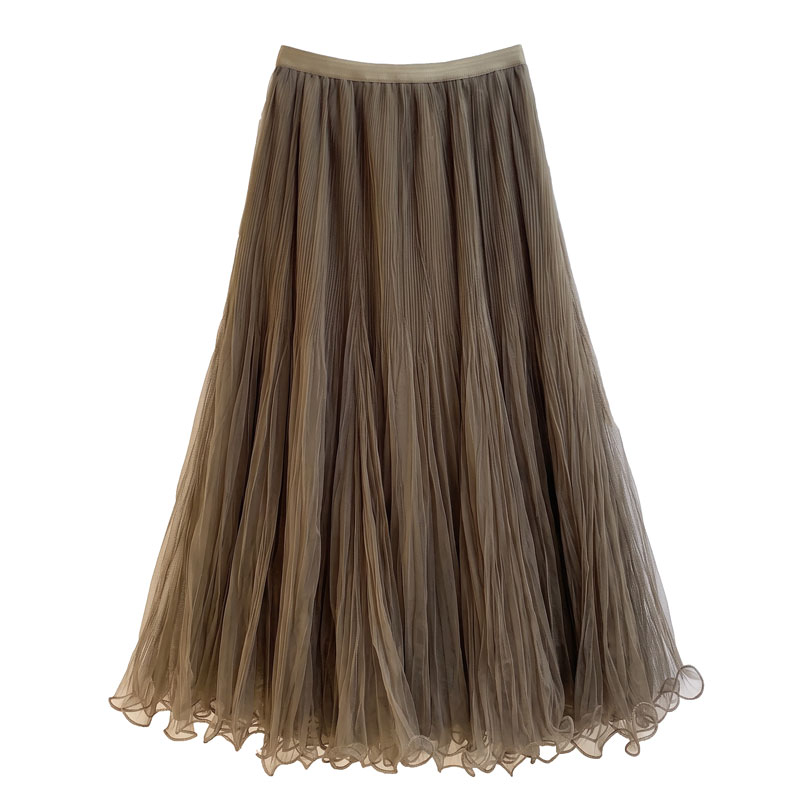 Pleated Tulle Skirt for Women Fall 2026 High Waist Slimming Flowy A-Line Umbrella Skirt - Image 5
