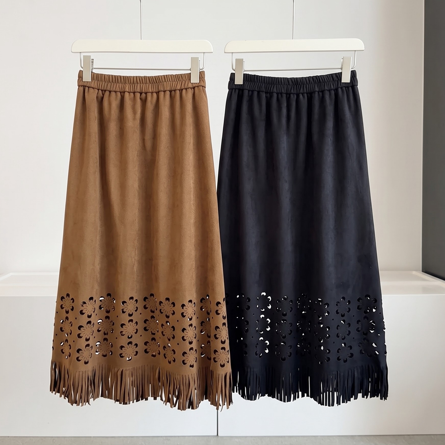 Openwork Flower Tassel Long Skirt Retro Suede-Feel Fall 2026 - Image 4